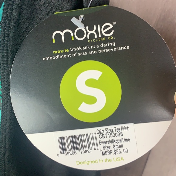 NWT Moxie Cycling Emerald Aqua & Lime Tee size Small - Picture 6 of 11